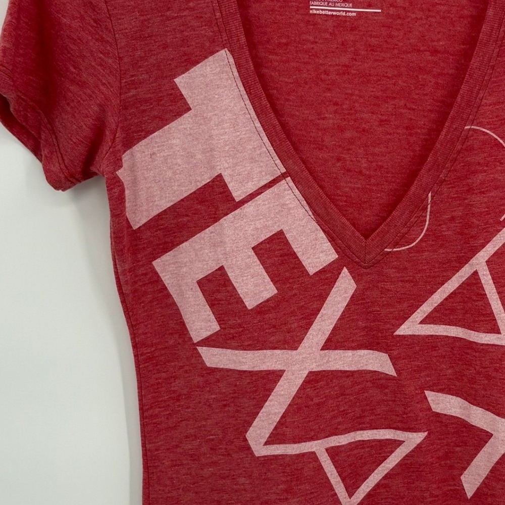 Nike Texas Rangers MLB Womens Dri-FIT V-Neck T-Shirt Red Heather Slim Fit XS NEW